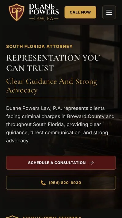 Duane Powers Law mobile website preview